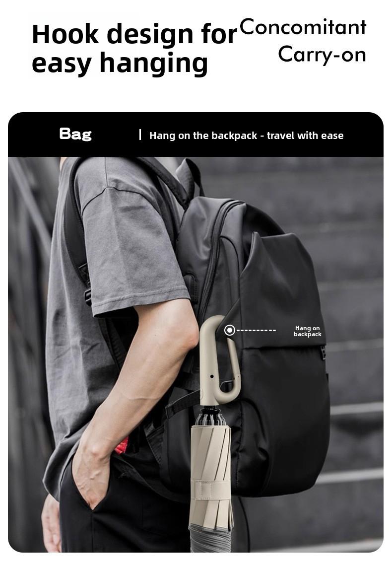 Business Automatic Umbrella - Solid Color, Large Size Windproof Umbrella with Ring Buckle, Reinforced & Durable