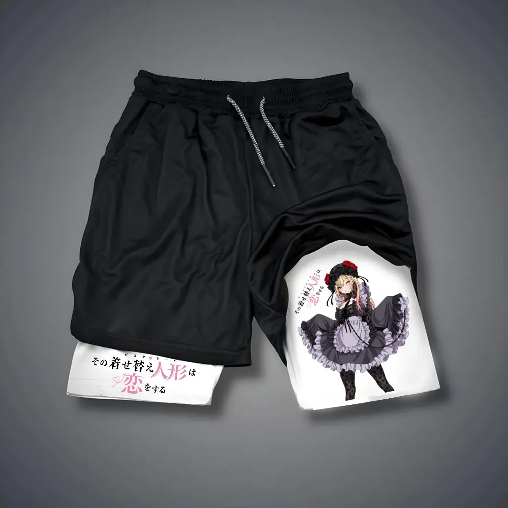 Double-Layer Sports Shorts Graphic Shorts Black Shorts Camo Shorts Streetwear Shorts Men Outfits Men Short Shorts Vacation Outfits Shorts