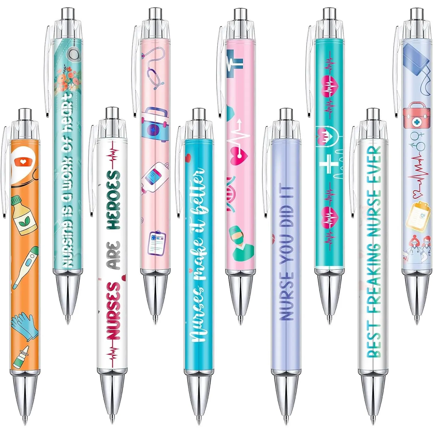 Nurse Ballpoint Pens Lovely Cartoon Nurse Pens Cute Retractable  Pens Funny Ink Ballpoint Pens for  Assistants Students Workers Office Appreciation Gifts (10 Pcs)