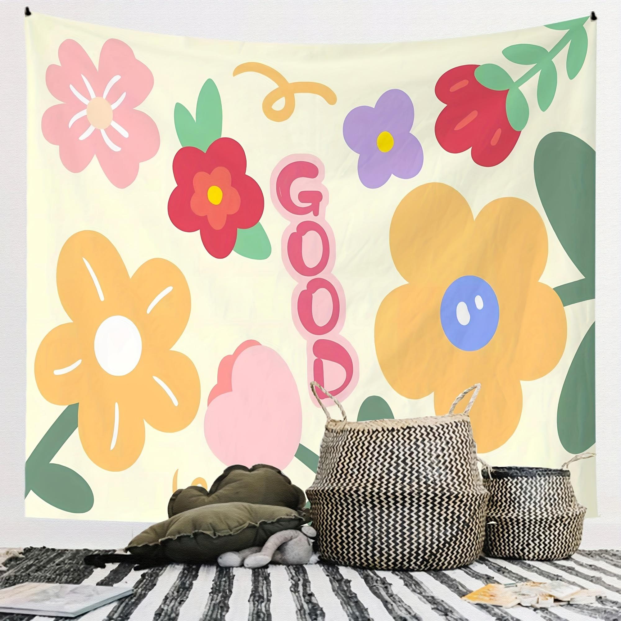 1pc "Light and breathable flower-patterned cotton velvet tapestry, suitable for elegant and simple room decoration with a beautiful and artistic touch. It is a lovely and environmentally friendly fabric background for birthday party decorations." funny