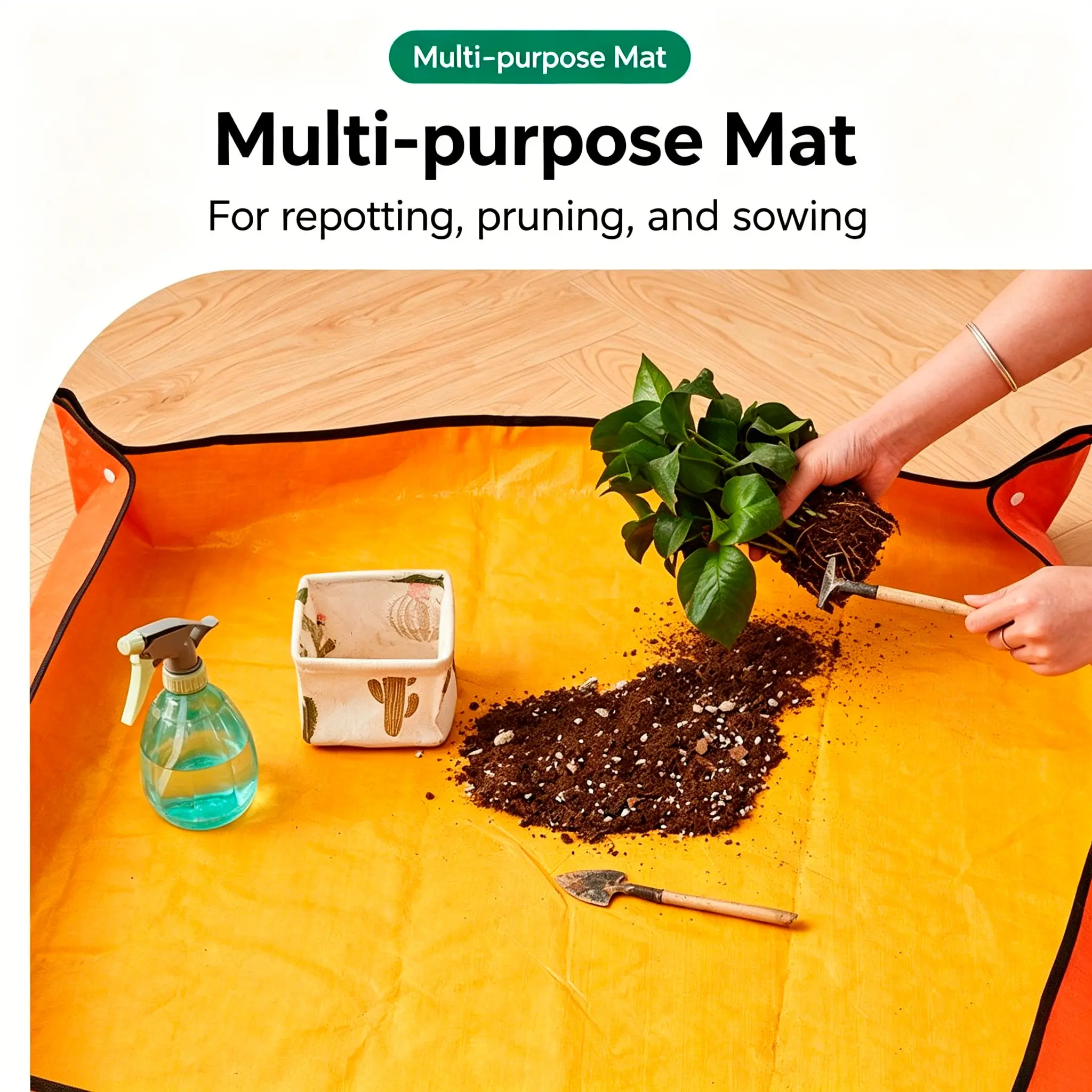 Square Thick Waterproof Garden Mat, Indoor Flower Potting Leak-Proof Land Pad, Foldable Easy-To-Clean Fabric Mat, Home Gardening Essentials