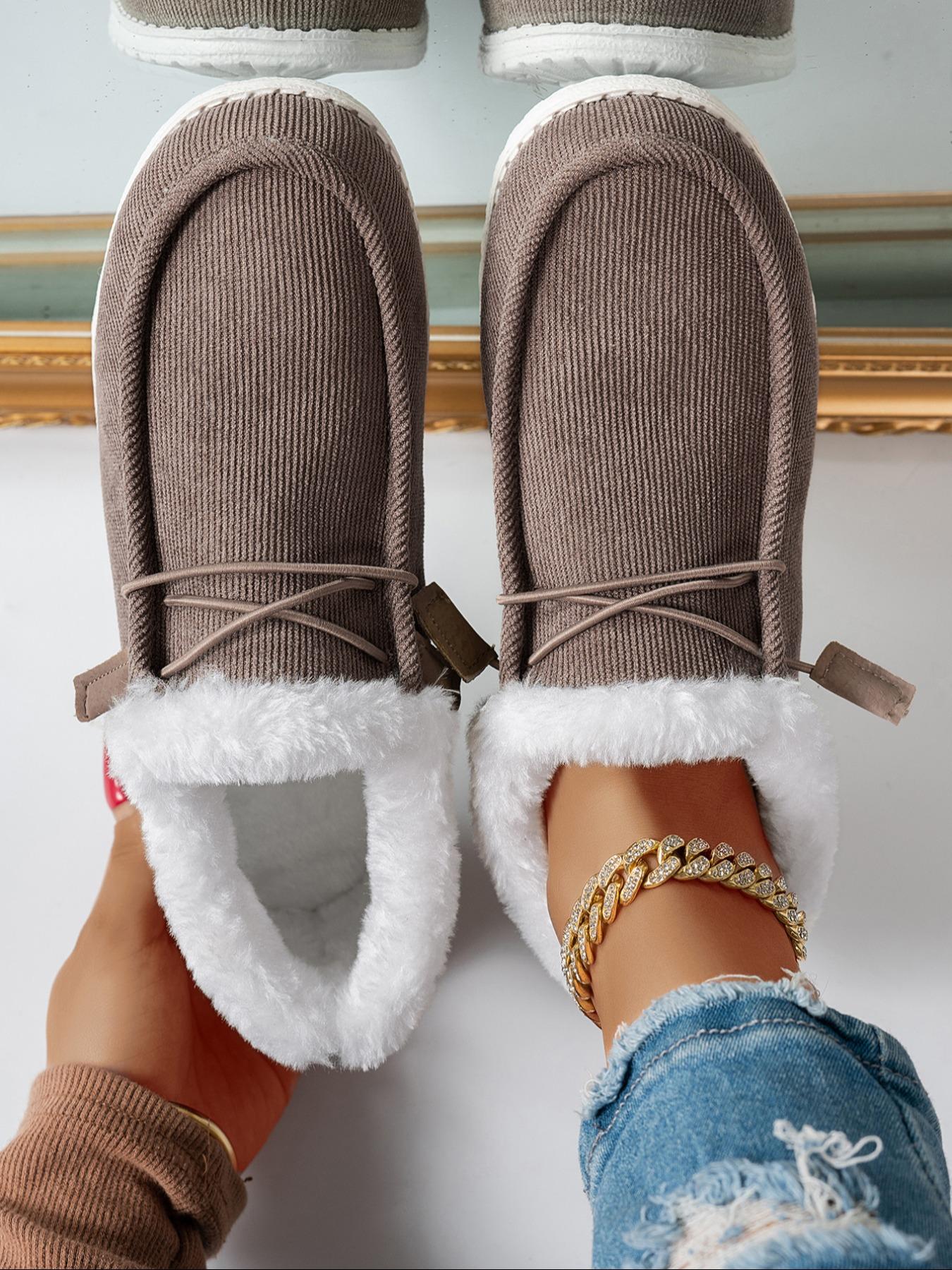 Women's Fleece Lined Corduroy Loafers, Warm & Lightweight Design, Perfect for Fall Winter Daily Wear, Home Outdoor Activities