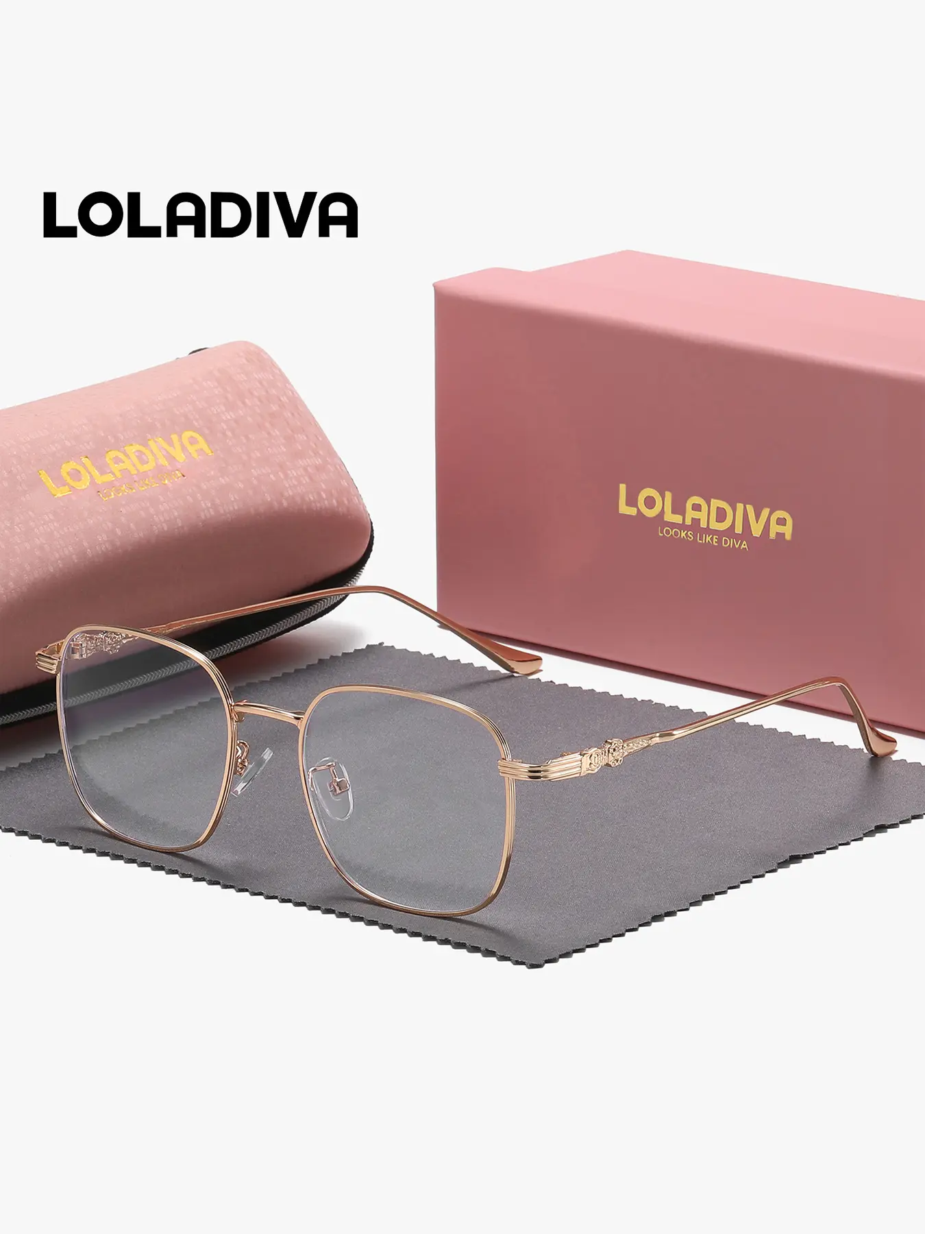 LolaDiva 1 Piece Unisex Elegant And Refined Full Frame Plaon Glasses Quiet Luxury Square Frame Plaon Glasses