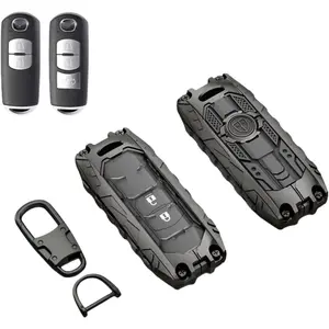 Heavy Duty Zinc Alloy Key Fob Cover, Accessories, Key Fob Case, Keychain Compatible with 2009-2019 Mazda 3 6 CX-5 CX-7 CX-9 MX-5 Miata Toyota Yaris iA Scion iA