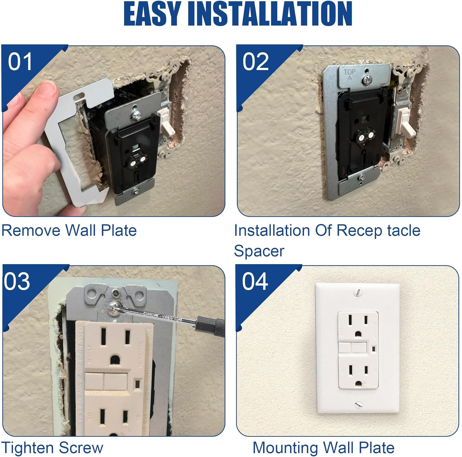 20 count Wall Plate Spacer, Metal Flush Fit Device Leveling Plates Shim for Wall Repair and Loose Outlet Fix -