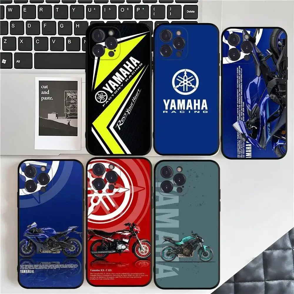 Yamaha-S Motorcycle Custom Protective Silicone Black Case - Compatible with iPhone 17 Pro Max, 16, 15, 14, 13, 12, 11 Pro Max, Plus, Mini Mobile Phone Accessories