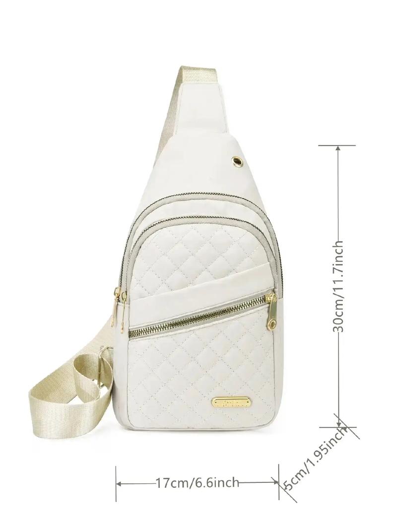 Summer Quilted Fanny Pack, New Summer Outfits 2024 All-match Large Capacity Crossbody Bag, Casual Solid Color Designer Chest Bag for Daily Use, Fashionable Crossbody Bag