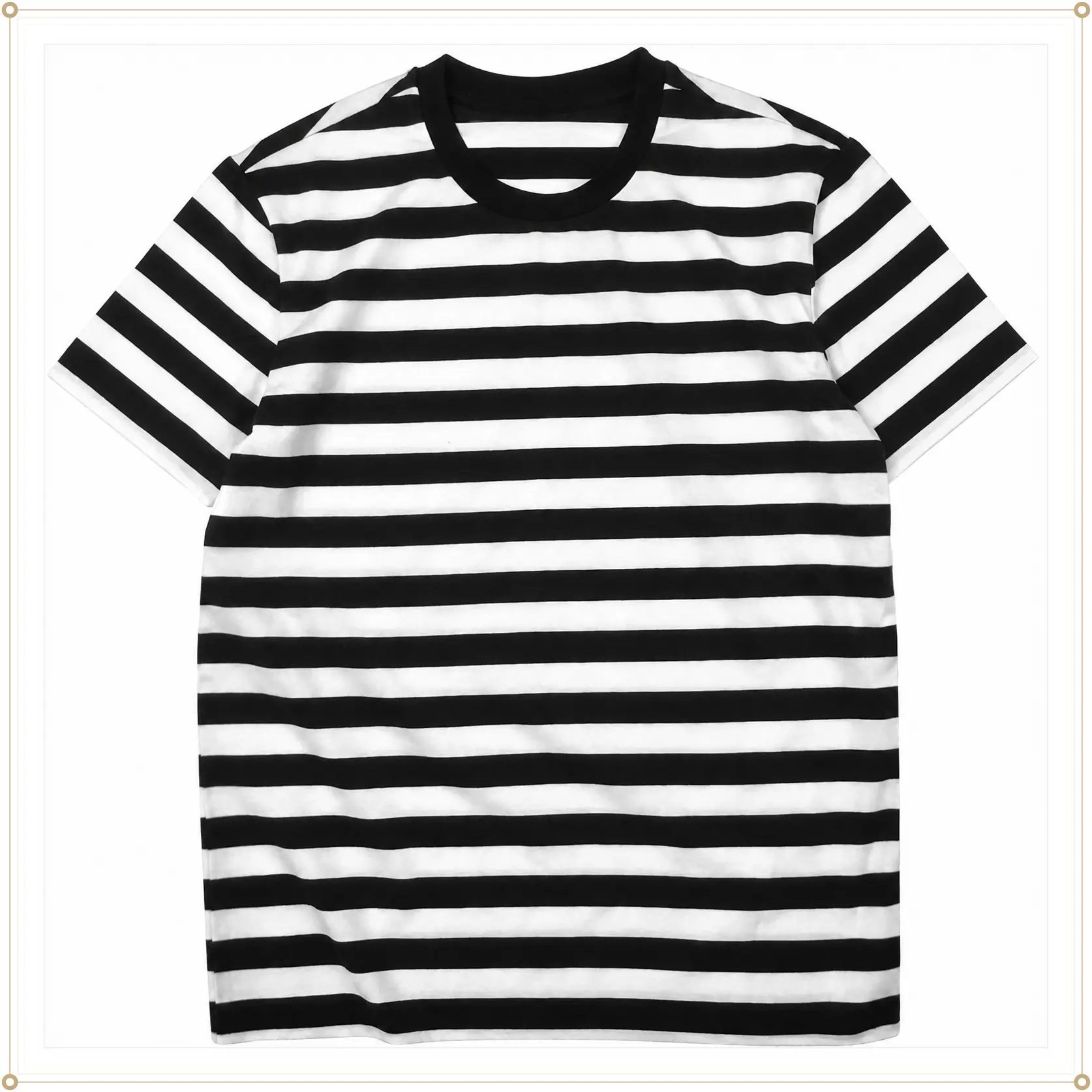 Men's Striped Cotton Stretch Crewneck Short Sleeve Casual Tee - Retro Style for Mime & Costume OutfitsGift