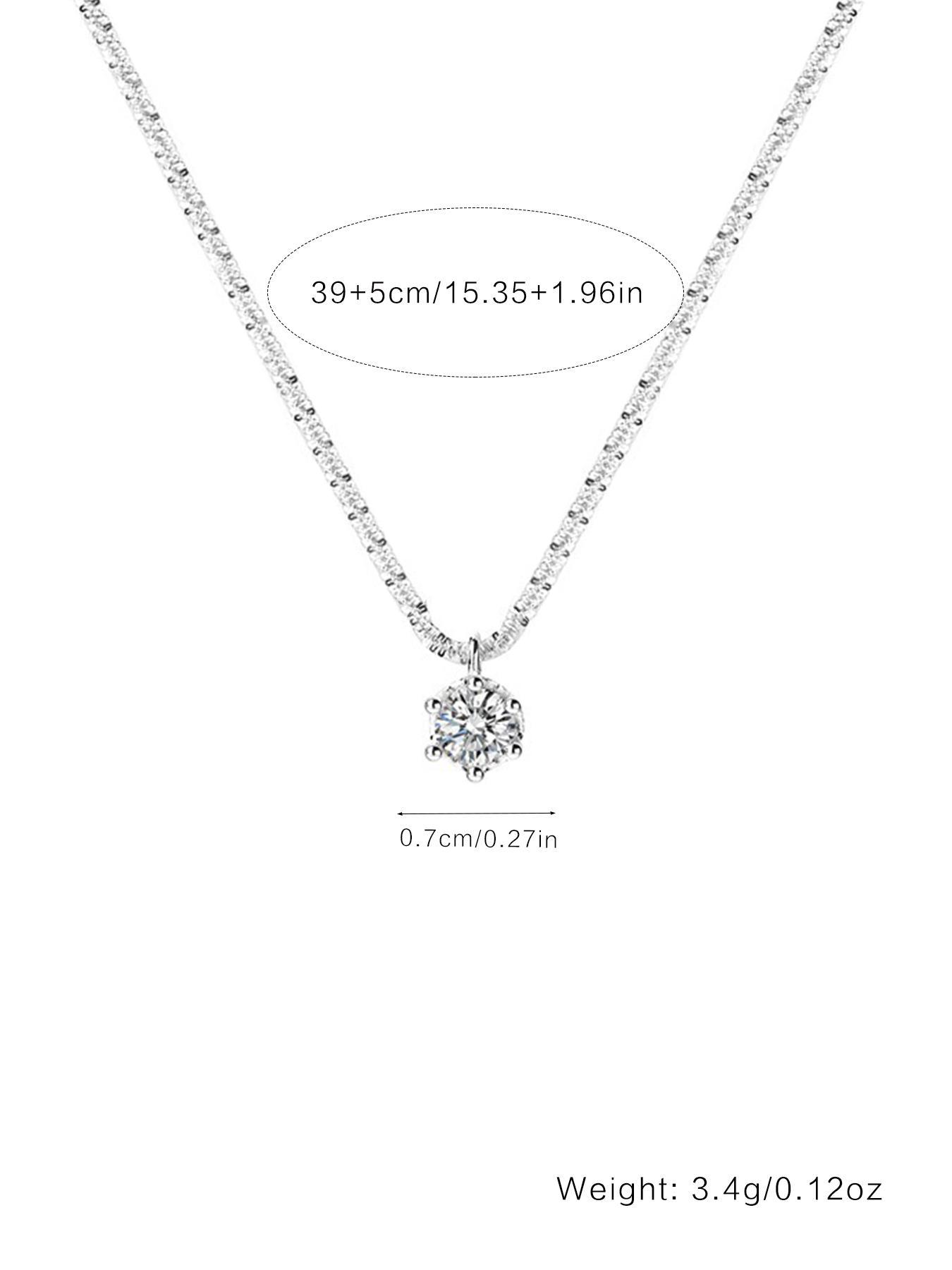 S925 Sterling Silver Artificial Zircon Decor Necklace for Women, Fashion Jewelry for Party, Daily Decor, Trendy All-match & Exquisite Jewelry for Birthday Gift, Cubic Zirconia Necklaces