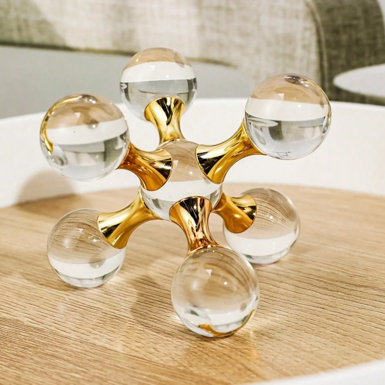 1pc Luxury Molecule Crystal Decorative Craft Ornament,suitable for tabletops, living rooms, and offices; ideal for birthdays, graduations, weddings, and home décor, bedroom accents
