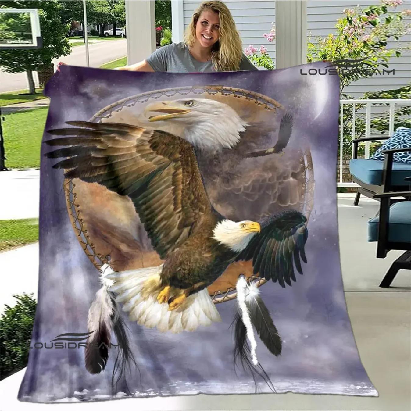 3D Eagle Print Flannel Blanket Ultra Soft Cozy Throw for Bed Sofa Couch | Warm Lightweight Picnic Travel Blanket Unique Birthday Gift