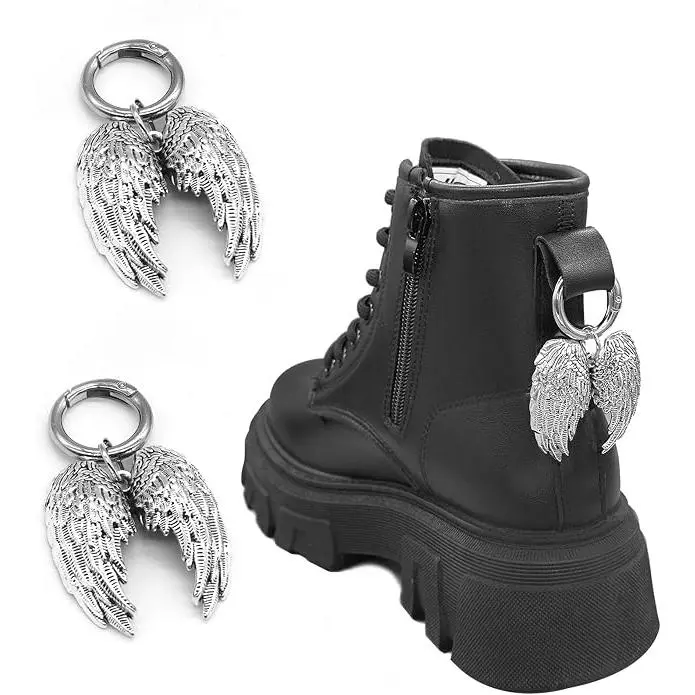 2PCS Multi Purpose Punk Gothic Style Angel Wing Bag Charms, Backpack Accessories, Zipper Pull Pendant Angel Wing Keychain Angel Wings Ornaments Wing Pendants Car Hanging Backpack Key Chain Decoration, Shoe Buckle Charm,Backpack Charm, Bag Accessory