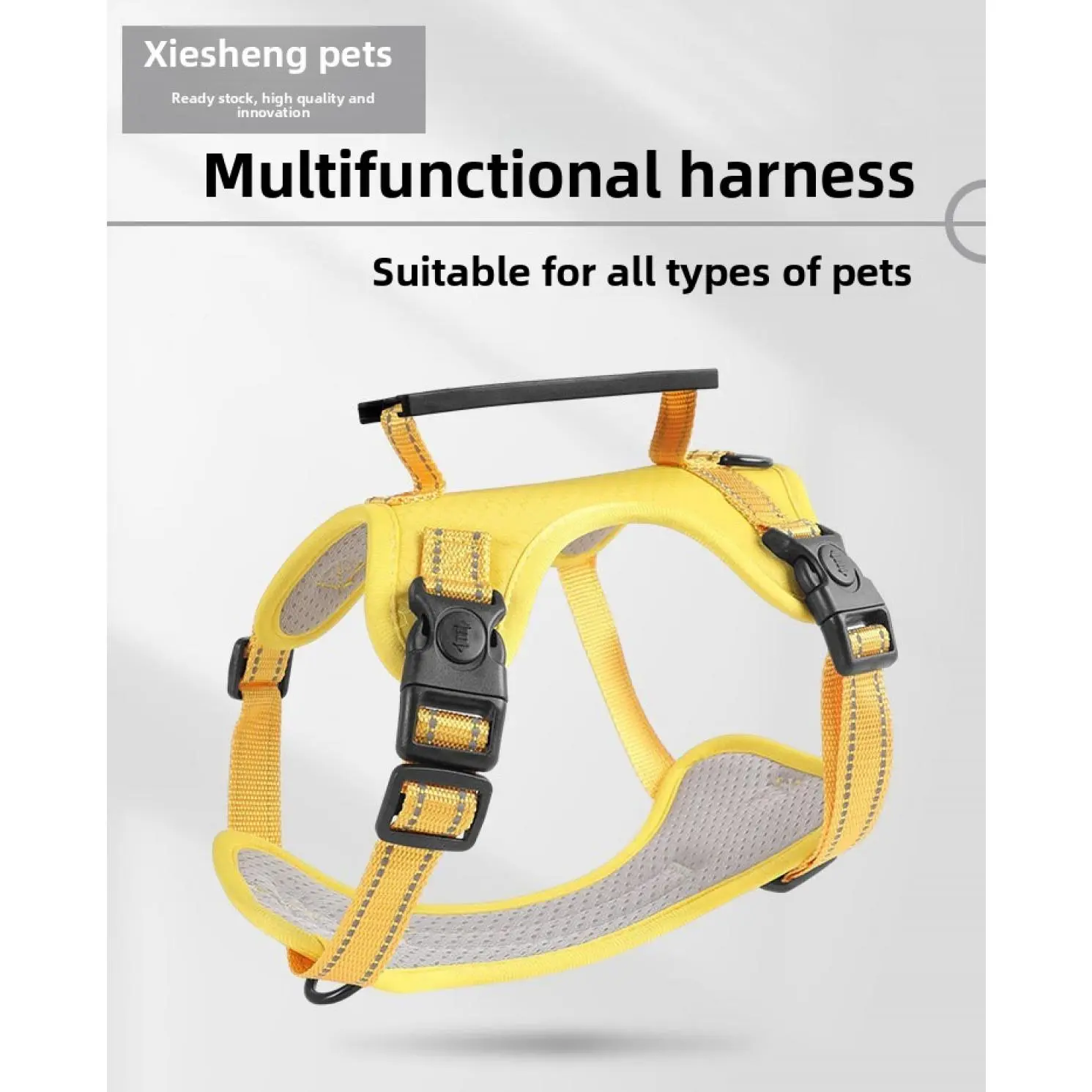Dog Vest Harness, Adjustable Reflective Safety Strips No-Pull Escape-Proof Walking Harness with Top Handle