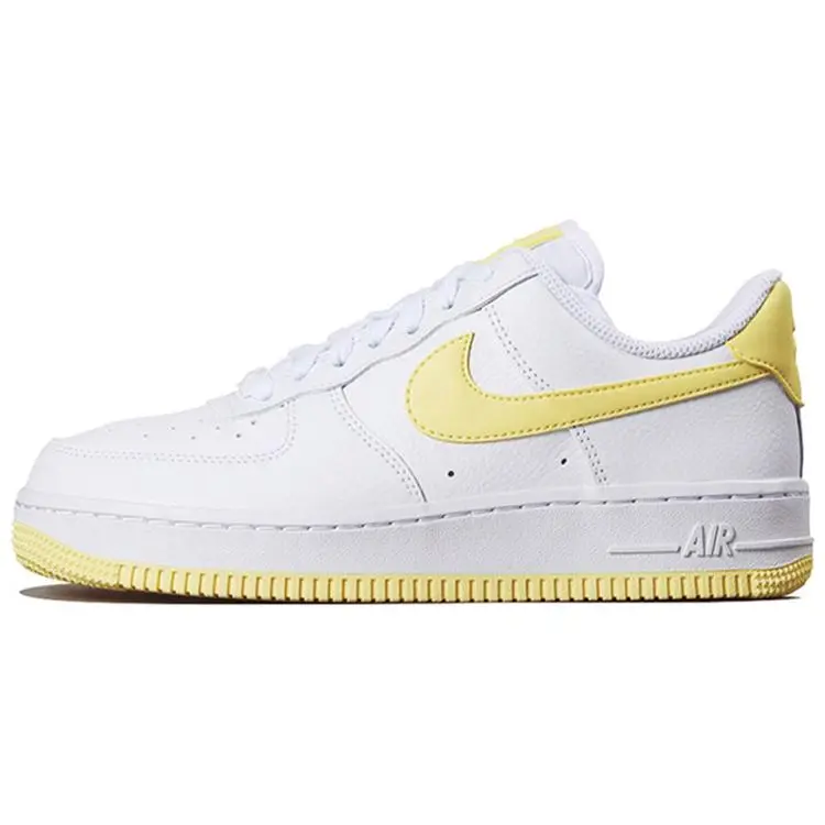 Nike Air Force 1 07 Women's Lightweight, Supportive, Non-Slip Low-Top Sneakers in White and Yellow Verifiable, with credentials and supporting global authentication
