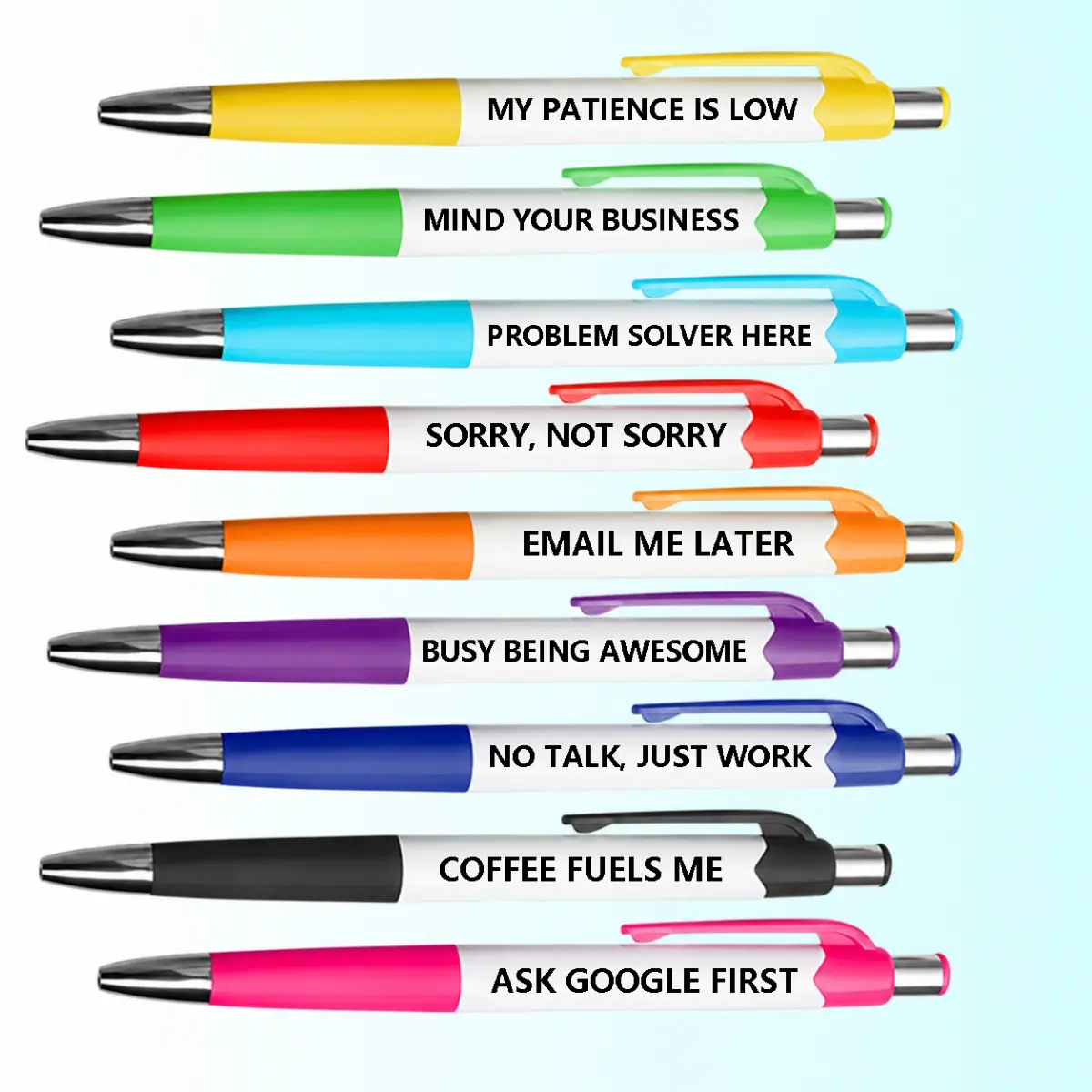 9Pcs Funny Swear Words Ballponit Pens, Novelty Stationery for Adults, Black Ink Retractable Ball-pen, Unique Office Supplies, Ballpoint Pen Set, Stationery Writing Tools, Fun Gifts Perfect for Colleagues and Friends