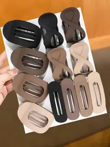 12pcs oval ingot duck bill clip hair clip, frosted solid color temperament hair accessories, large frosted duck bill hair clip retro acrylic back hair clip, suitable for autumn and winter, ladies daily modeling