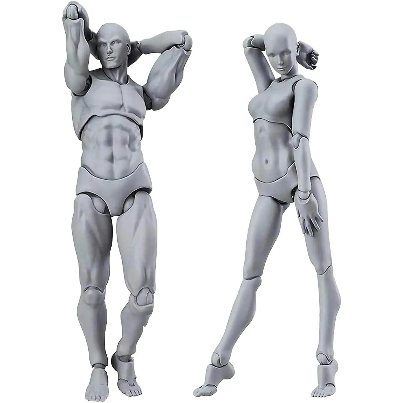 Manikin Art Mannequin Drawing Supplies Small Drawing Figure Model for Sketching Painting Male+Female Action Figures Set Grey