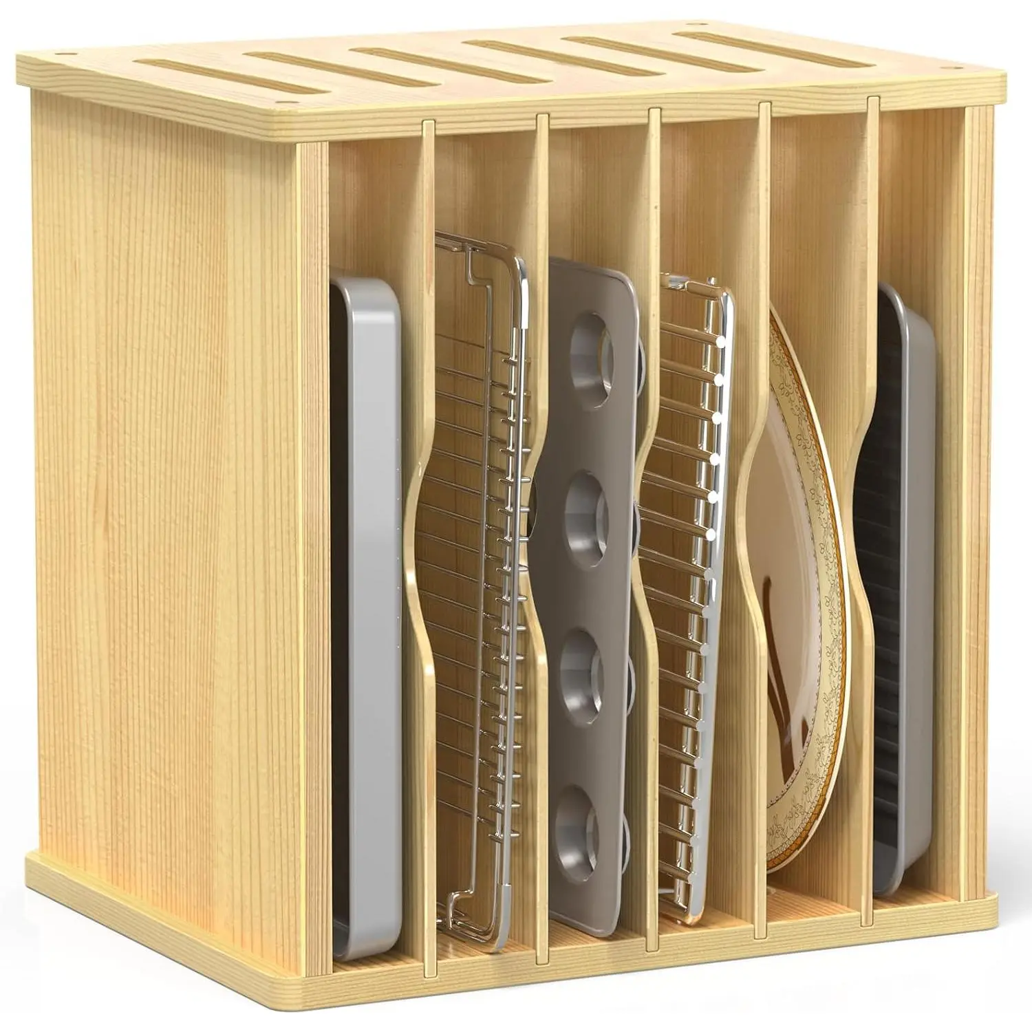 Wood 7-Tier Cabinet Dividers for Cookie Sheets and Baking Trays