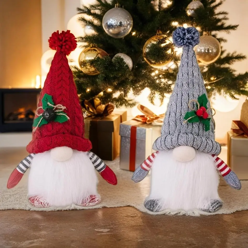 2 Christmas Elves with Hats, Pull String Light Felt Craft Gift, Perfect for Holiday Parties and Home Decor