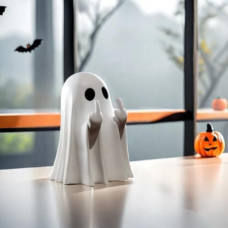 Ghost Design Ornament, Cute Ghost Decoration, Spooky Resin Sculpture, Halloween Decoration for Indoor and Porch Decor, Decorative Figurines