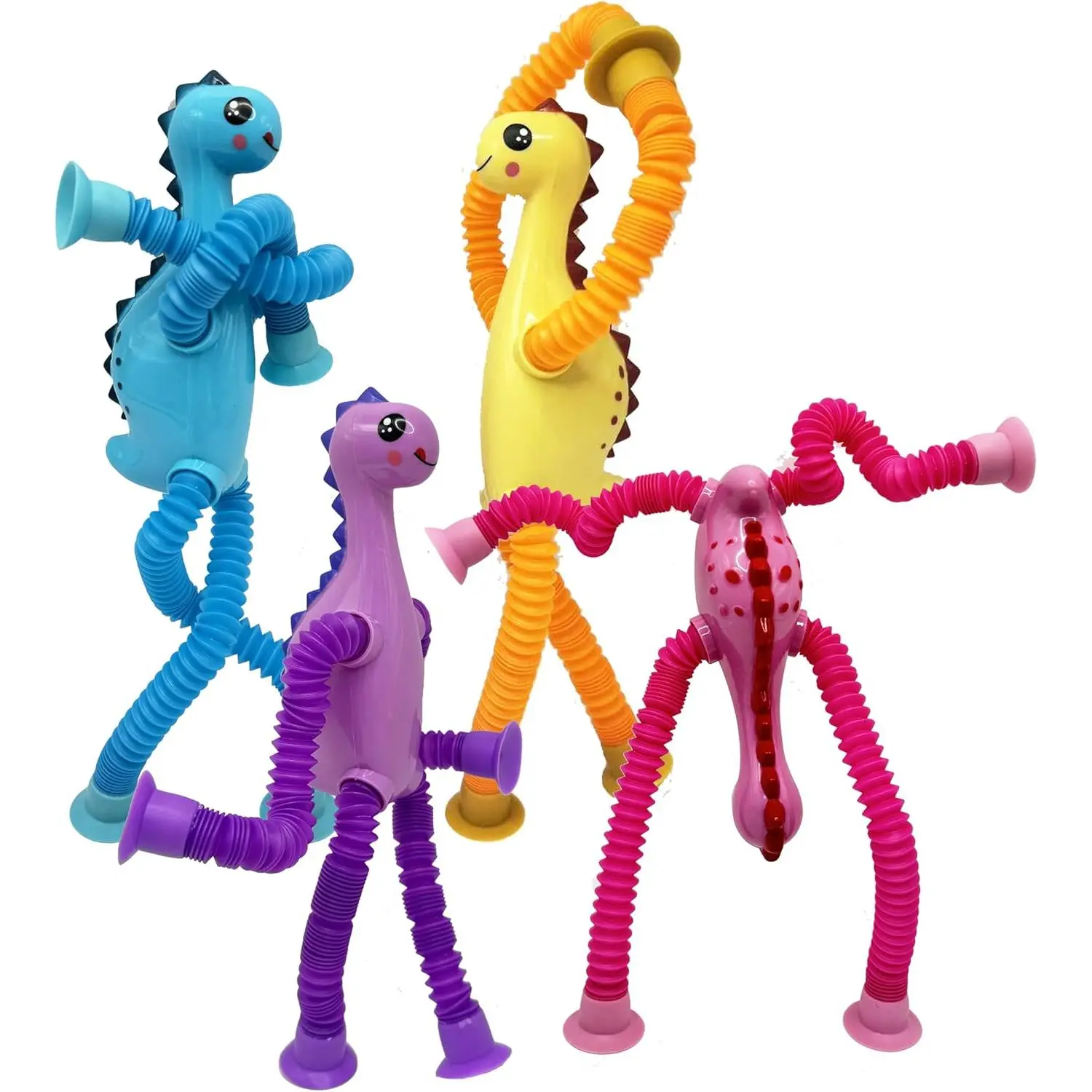 Telescopic Suction Cup Toy, Pop Tube Sensory Fidget Toys  Autism, Airplane Travel Essentials, Educational Fidget Toys, Great Idea  Boys and Girls (4pc Dinosaur)