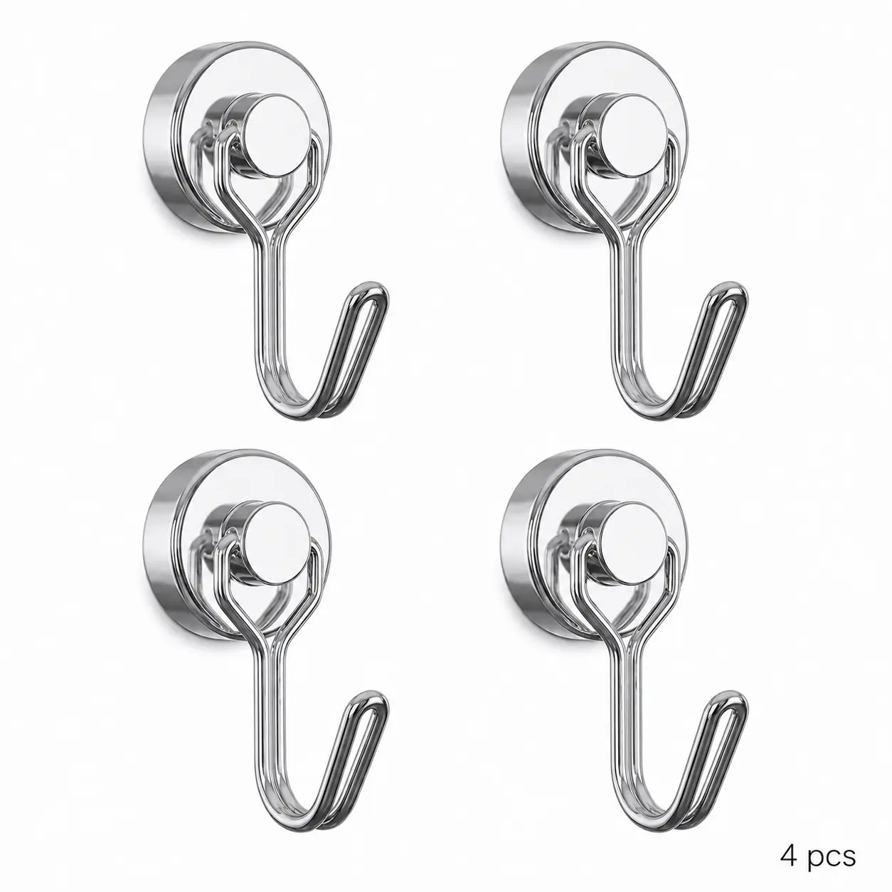 4 PCS Heavy Duty Strong Magnetic Fridge Hooks| No Drill Removable Magnet Hanging Holders, Mark-Free Wall Mount Organizer Hooks, Space-Saving Fridge Side Storage Solution for Kitchen Towels, Utensils & Keys, Renter Friendly Clutter-Free Household Kitchen