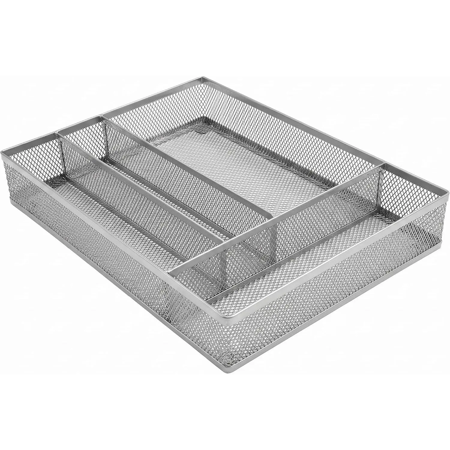 Silverware Tray for Drawer, Silverware Organizer for Drawer, Utensil Drawer Organizer for Kitchen, Silverware Drawer Organizer Adopt Anti-Slip Design and Metal Mesh Material ()