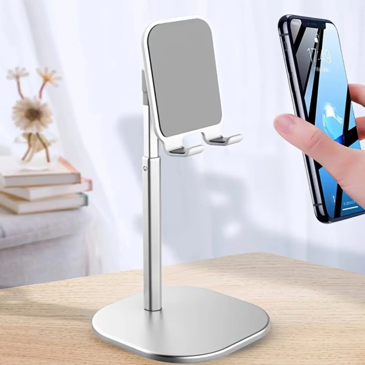 Adjustable Angle and Height Desktop Phone Stand, Compatible with iPhone 17/16/15 Pro Max, Universal Smartphone Holder, Desk Tablet Mount