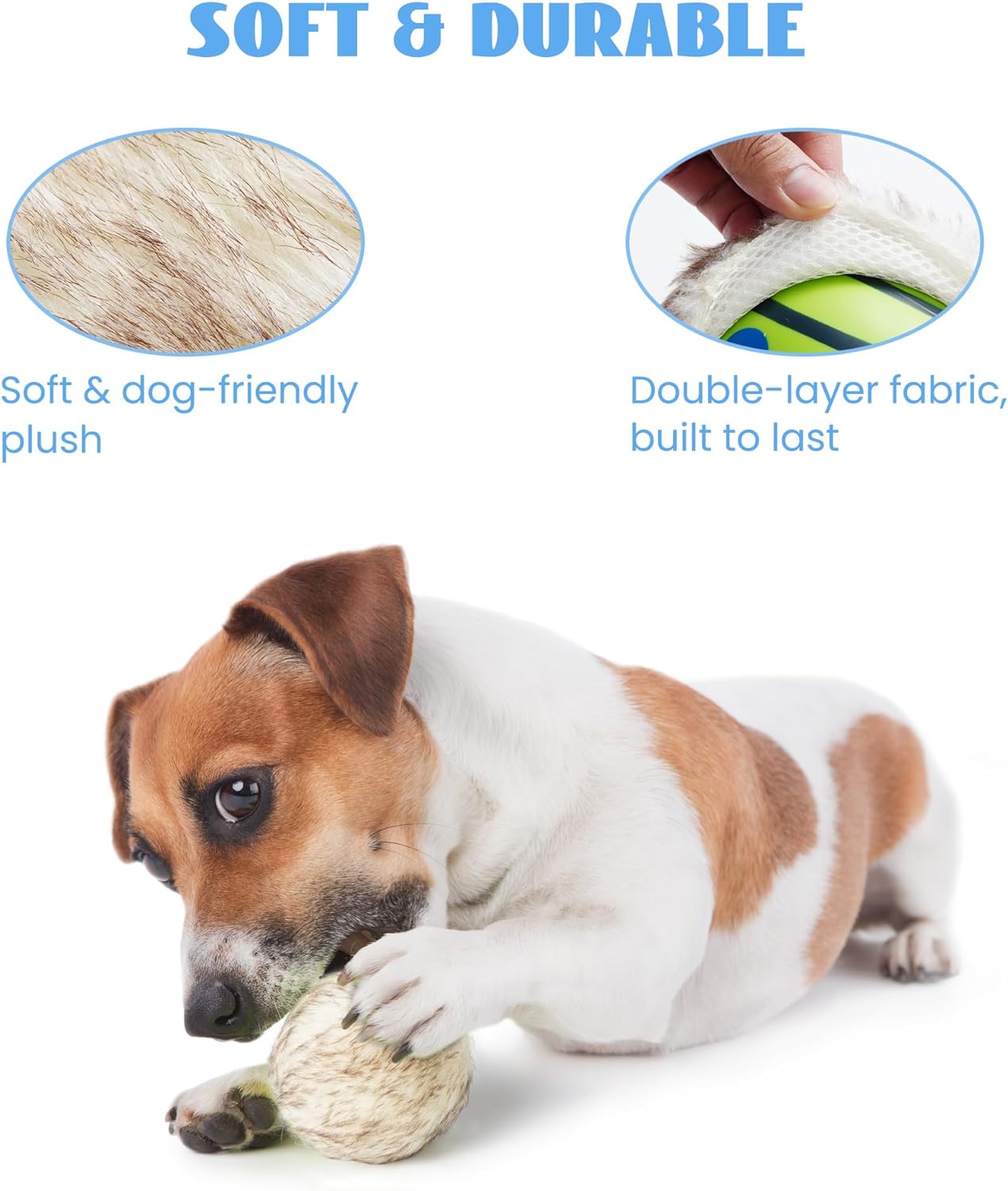 Wobble Giggle Ball Dog Toy with Fuzzy Fur, Funny Giggle Sounds When Rolled & Shaken, Battery-free for Endless Chasing Fun, Interactive Dog Toy to Keep Them Busy, Pet Toy for All Breeds Sizes