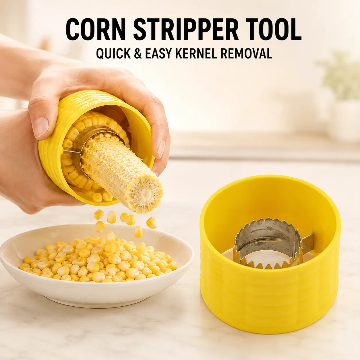 Stainless Steel Corn Kernel Stripper, Handheld Corn Sheller, Household Kitchen Gadget for Quick Food Prep, Corn Cutting Tool for Home Cooking & Daily Use-YY1