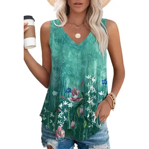 Womens Tank Tops V Neck Sleeveless Flowy Loose Fit Basic Casual Summer Tops