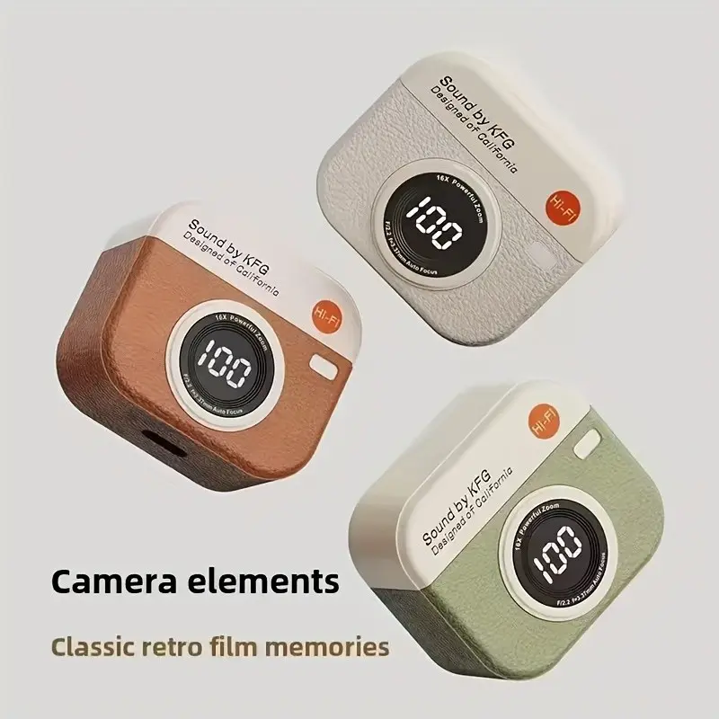 Vintage Camera Bluetooth-compatible Earphones, Wireless High-Quality Sound, Long Battery Life, In-Ear Compact Design, Noise-Canceling Headset, Earbuds Headset, Audio