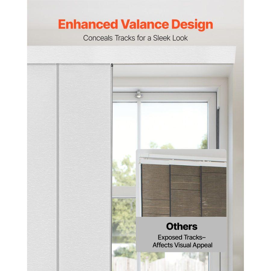 VEVOR Panel Track Blinds, Extendable Track from 45.8 in to 86 in W, Trimmable Panel Curtains Up to 96 in H, Adjustable Vertical Panel Blinds for Sliding Doors, Patio Doors, Room Divider, Window, White