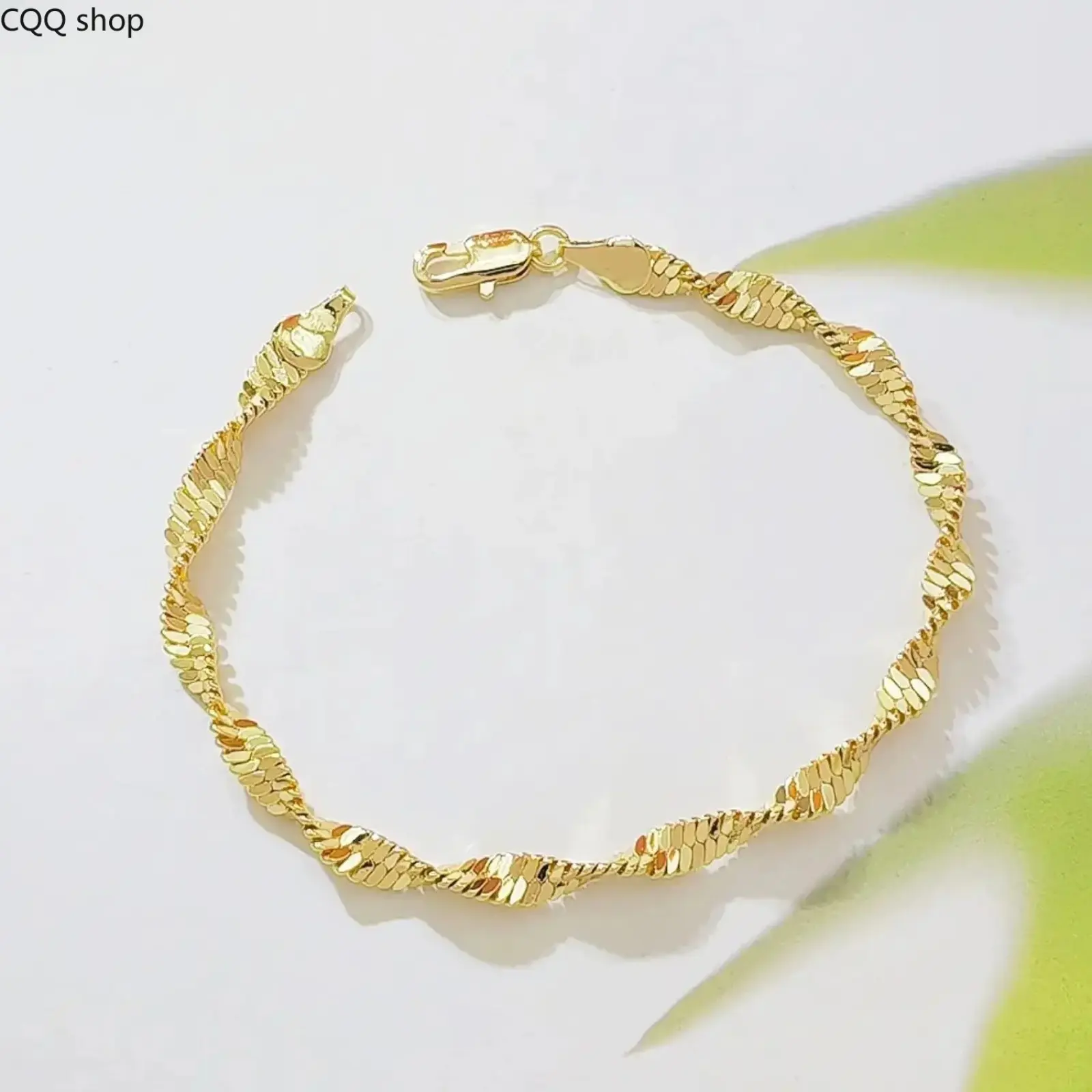 14K Gold Plated Twisted Herringbone Bracelet for Women, Dainty Sparkling Twist Snake Chain Bracelet, Trendy Stackable Gold Jewelry Gift for Her