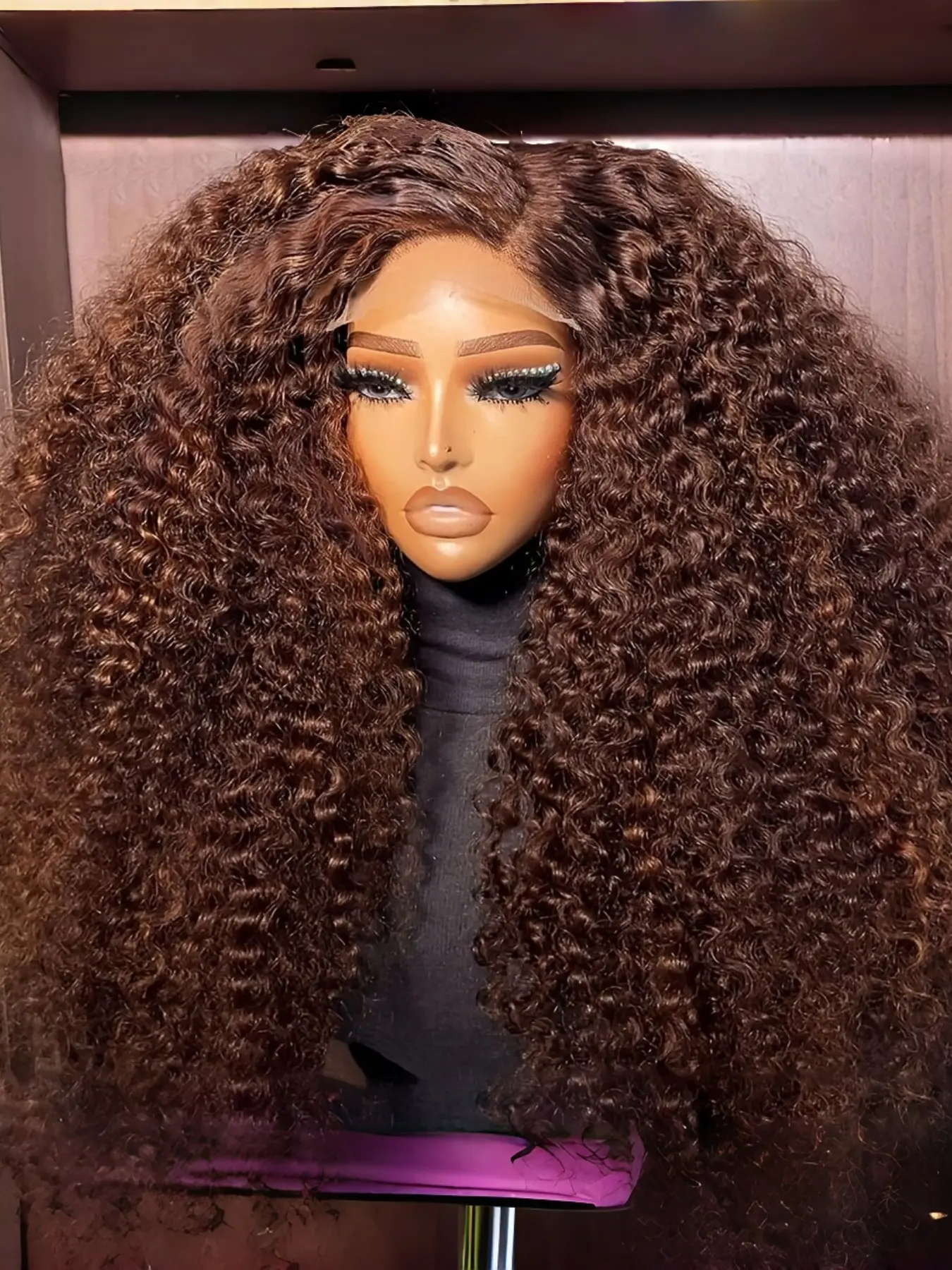 26-Inch Soft Brown Curly Wig, 180 Density Lace Front, Pre-Styled Baby Hair, Suitable for Women, Daily Use, 13x4x1, Lace Front Wigs