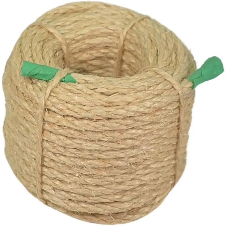 Premium 100% Natural Brazilian Sisal Rope, Ultra Durable Fiber for Cats, DIY Crafts, Scratching Post Replacement, Home Decor, Garden, 1/4" x 50 ft / 6mm