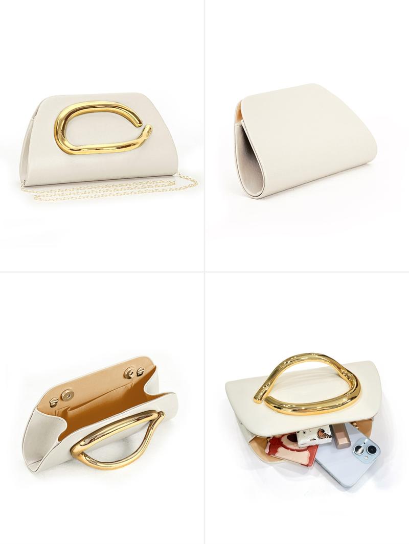 Elegant Women's Evening Clutch Bag, Detachable Shoulder Strap, Smooth Metal Decorations, Magnetic Closure, Perfect for Festivals & Parties, Elegant Stylish Purse