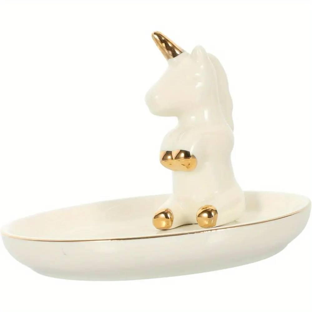 Jewelry Tray with Unicorn Design Multi Function Ring Holder for Organizing Rings and Accessories 13cm Decorative Storage Dish for Home Decor