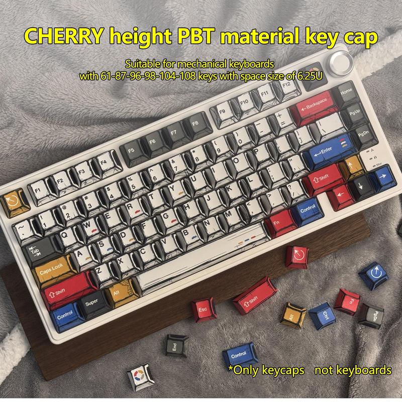 Mixed Color Keycap, PBT Material Keycap, Round Keycaps, Keyboard Keycap for 6.25U Space 61 68 75 87 98 100 104 108 Keyboard, Computer Accessories, Gaming Room Accessories, Boyfriend Gift #TOP PICKS