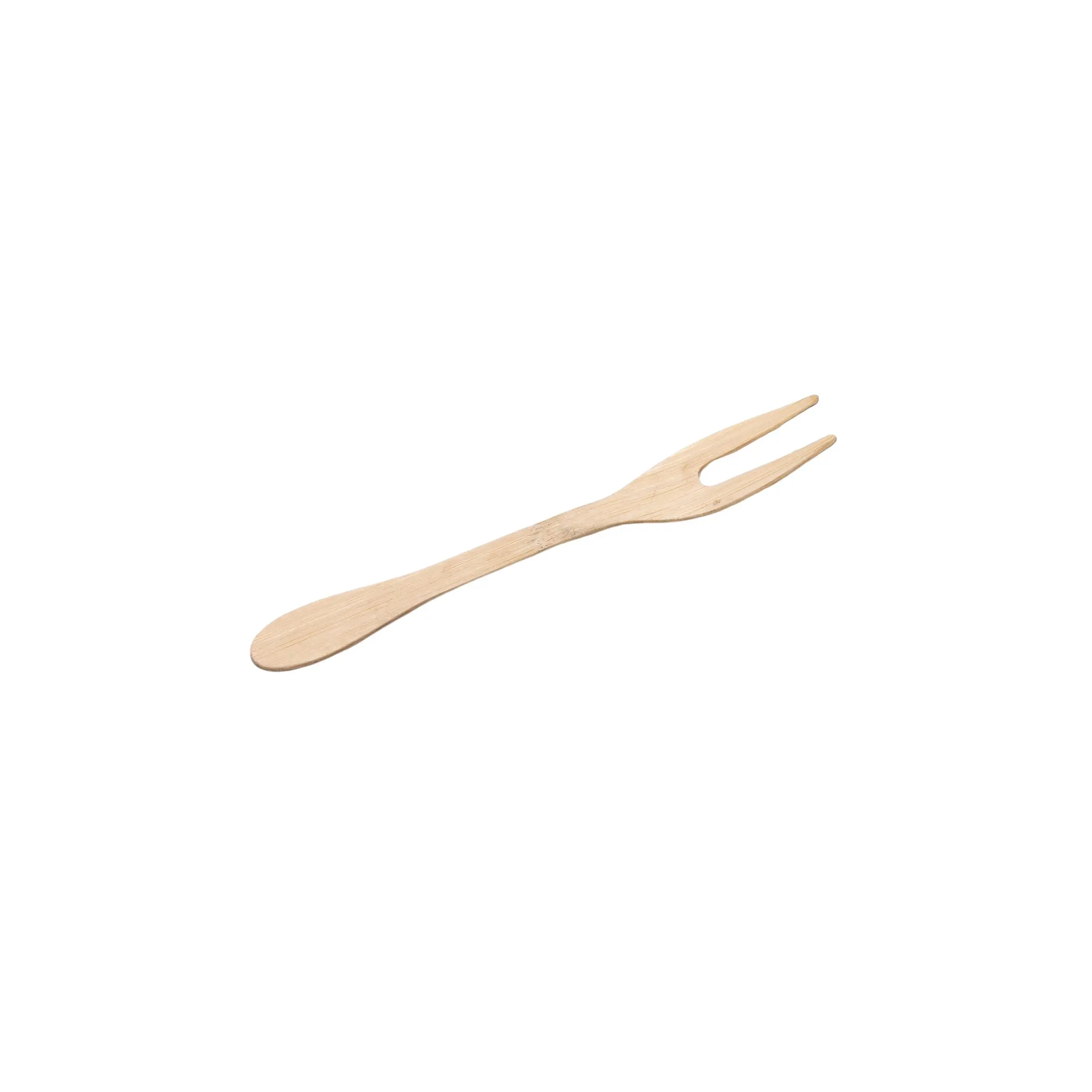 Disposable Bamboo Two-Tine Fruit Fork, Natural Moso Bamboo Small Fork, Eco-Friendly Biodegradable Cutlery, Food Grade Cake Sweetener Fork