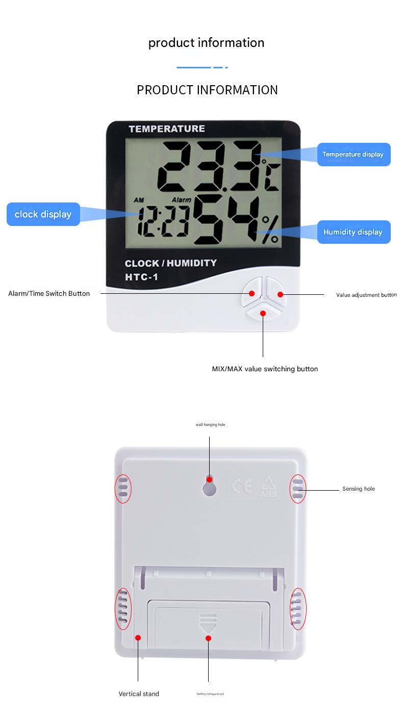 Thermohygrometer, digital display large screen thermohygrometer, thermostat, multifunctional digital thermohygrometer