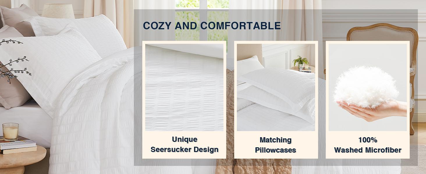 SkyBlue Twin/Twin XL Comforter Set - 2 Pieces Seersucker Lightweight Bedding Comforter Sets (1 Soft Comforter & 1 Pillowcase) - All Cozy Bed Sets for Men