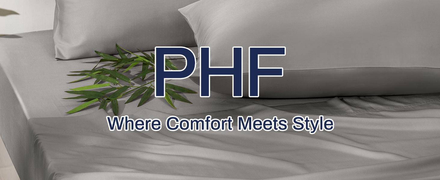 PHF 6PCS 100% Rayon Derived from Bamboo_ Sheets Set Queen Size, Cooling Sheets for Hot Sleepers, Wider Elastic Band & 16" Deep, Luxury Soft Breathable Bedding Set & Pillowcase, Natural
