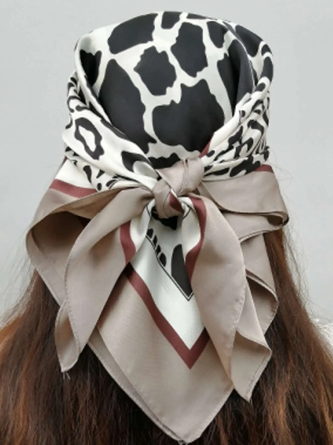 Chic Imitation Silk Bandana Scarf for Women, 70x70cm Plain Surface, Versatile Hair Neck & Handbag Accessory, All Seasons Fashion