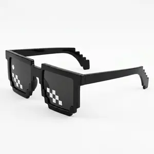 Mosaic square glasses - The ultimate display tool for 2D images. Sunglasses with barcode rectangular pixel lenses. Suitable for various scenarios such as parties and gatherings Indoor leisure equipment