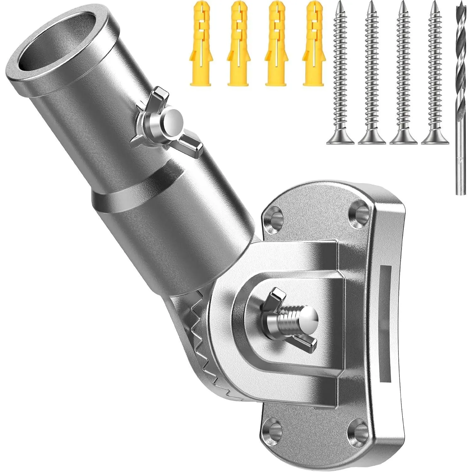 Heavy Duty 180° Adjustable Stainless Steel Flag Pole Bracket | Multi-Position Flag Pole Holder for Outside House, 2 Mounting Options, Fits 1" Flagpoles, Wind Resistant& Rust Free -