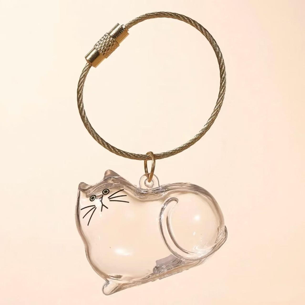 Clear Pet Hair Keepsake Capsule – Keychain Locket for Dog & Cat Fur, Memorial Urn Pendant, Cute Bag Charm Gift