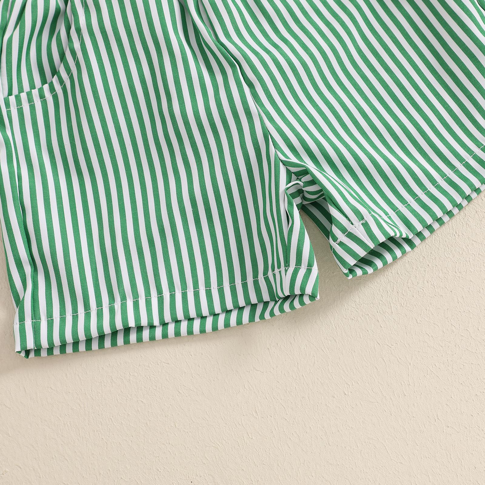 Toddler Baby Boy Summer Outfit Animal Embroidery Round Neck Short Sleeve Top Stripe Shorts Casual 2pcs Set Summer Clothes