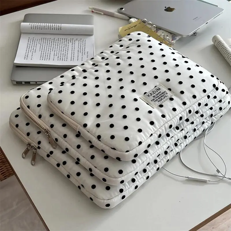 Polka Dot Laptop Sleeve Quilted Laptop Carrying Case Protective Notebook Bag For 11/13/14/15/15.6 Inch Laptop Tablet Pouch Women