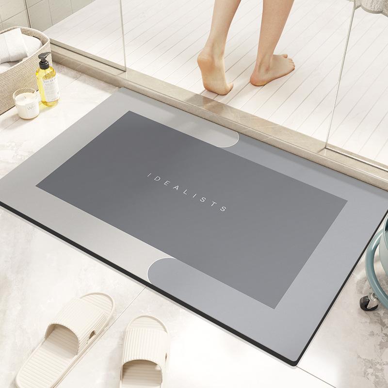 Letter Pattern Bathroom Mat, Diatomite Absorbent Non-slip Bath Mat, Rectangle Bathroom Accessories Doormat, Bathroom Decorative Mat, Bathroom Drying Doormat for Home Decor